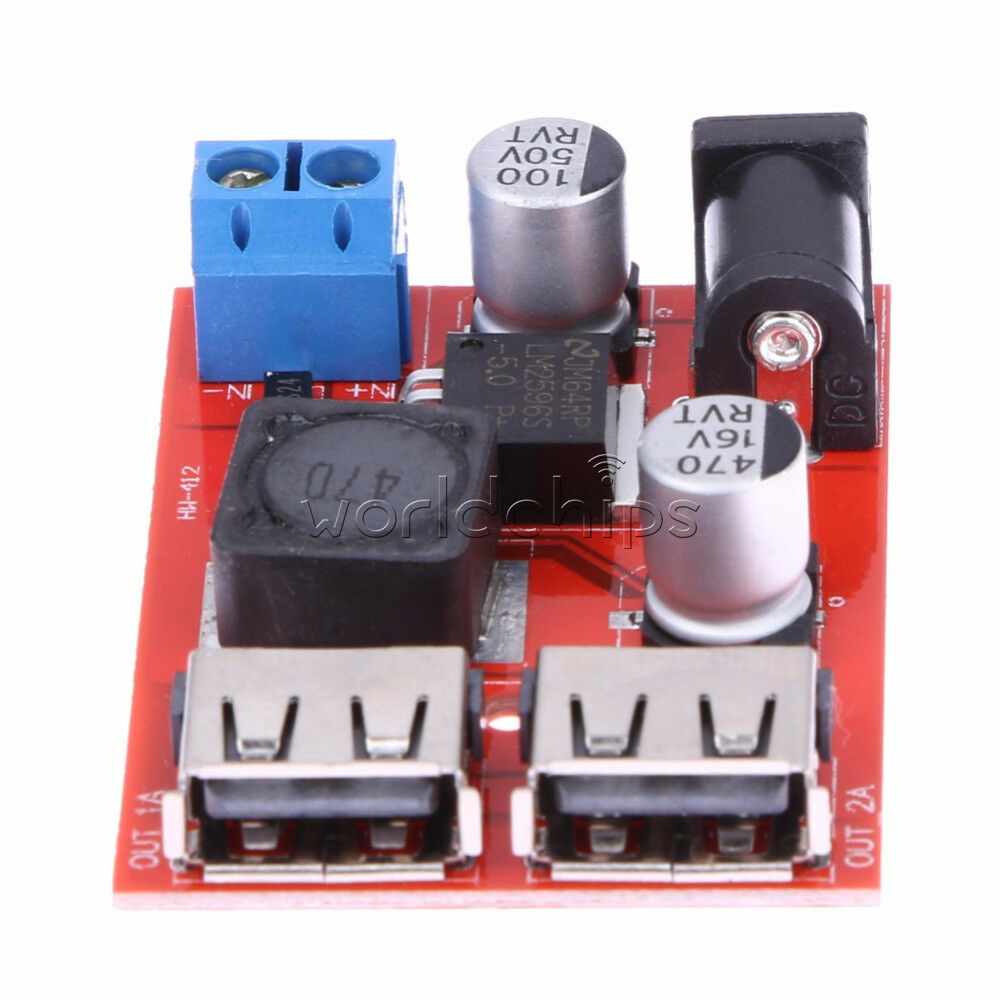 Dual USB Charger DC 9/12/24/36V to 5V 3A Step Down Buck PowerSupply Module 6-40V