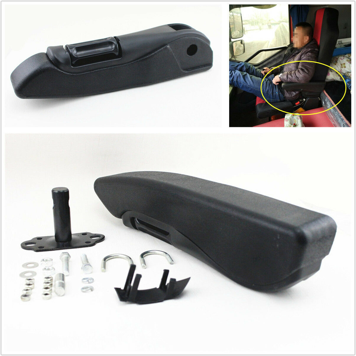 Universal Black PU Leather Folding Car Seat Armrest Left Arm Support Comfortable