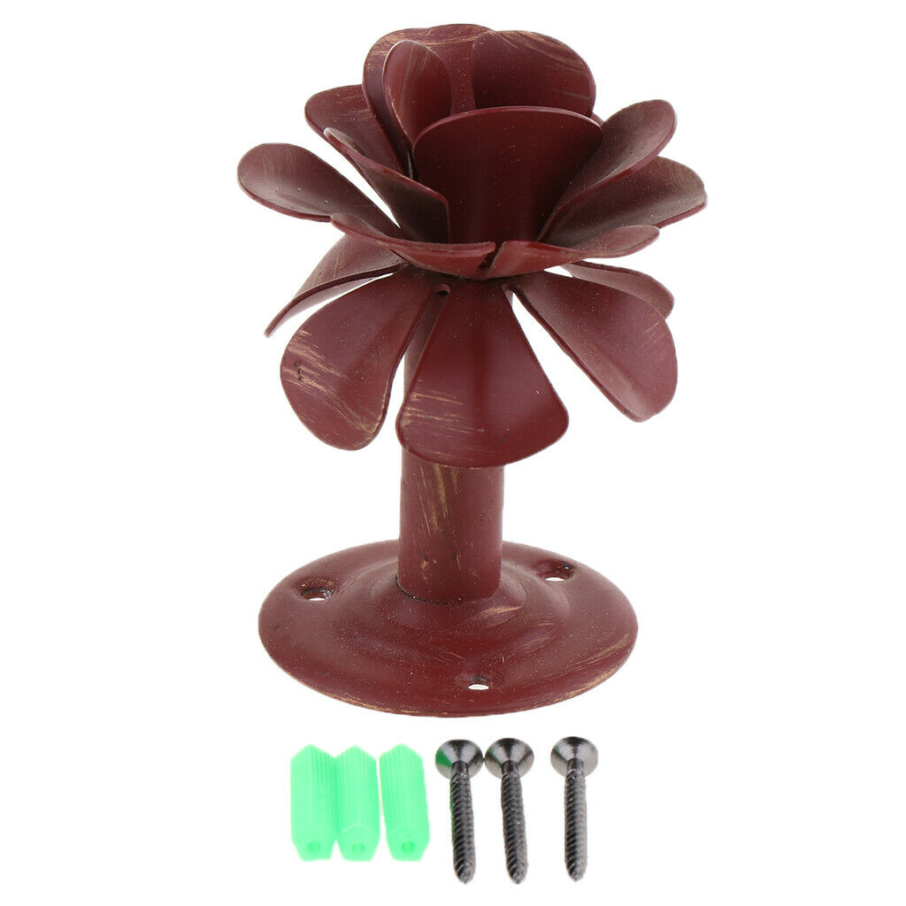 Rose Flower Curtain Holdbacks Metal Drapery Tieback Wall Hook Wine Red