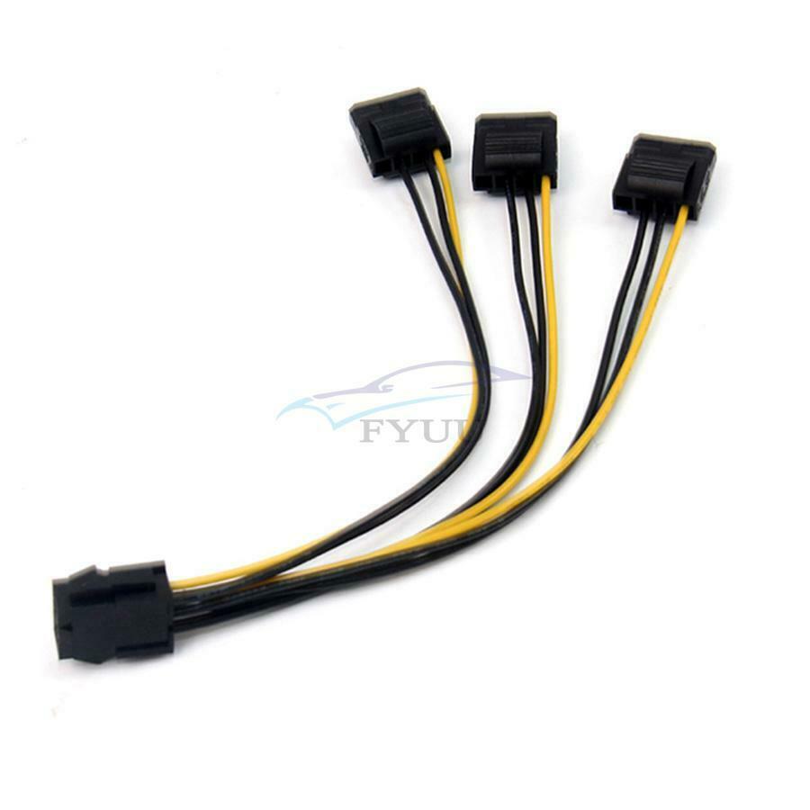 2 Pieces 20cm PCIe 6Pin Female To 3 Molex IDE 4Pin Power Graphic Card Cables