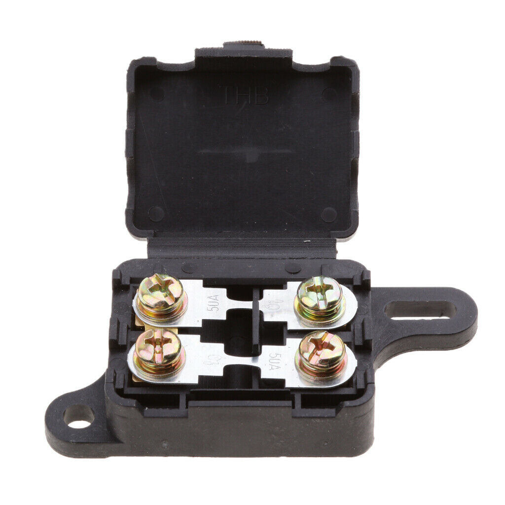 Automotive 2 Way ANG 50A Fuse Holder Bolt Fusebox Block Waterproof Case