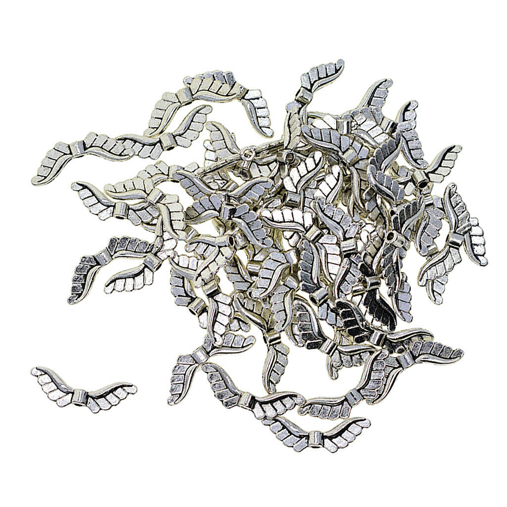 100pcs 23x8mm Angel Wings Charm Pendant Beads Jewelry Necklace