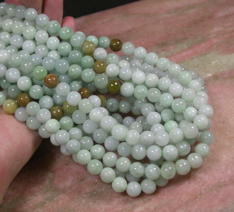 Green Yellow 100% Natural A JADE JADEITE Bead Beads Necklace 20 inches