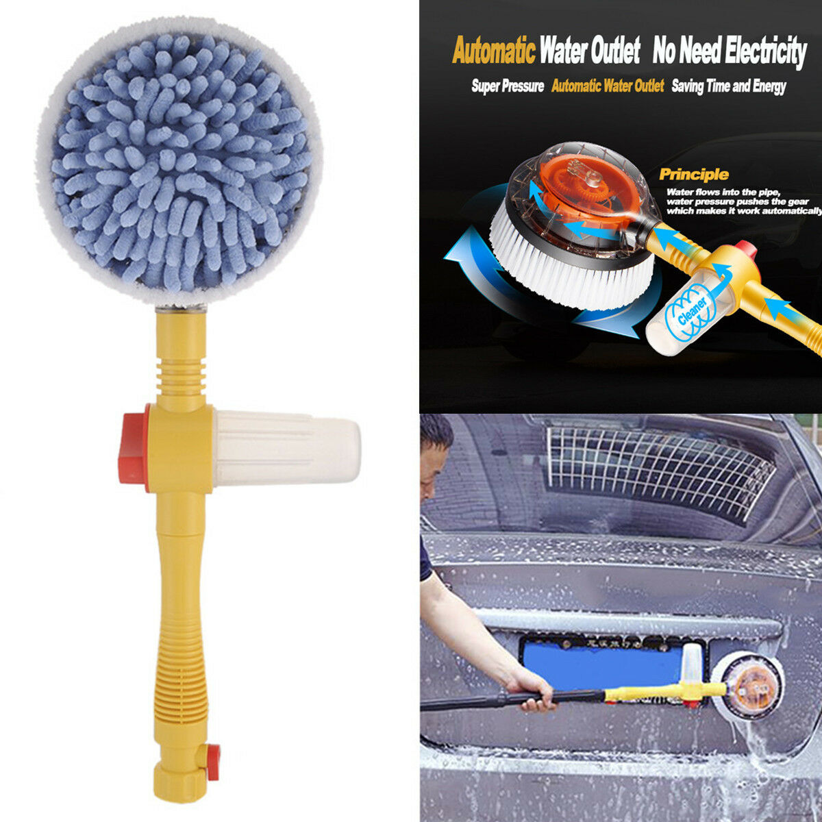 Portable Car Washer Foam Automatic Washing Brush Rotating Brush Auto Clean Tools
