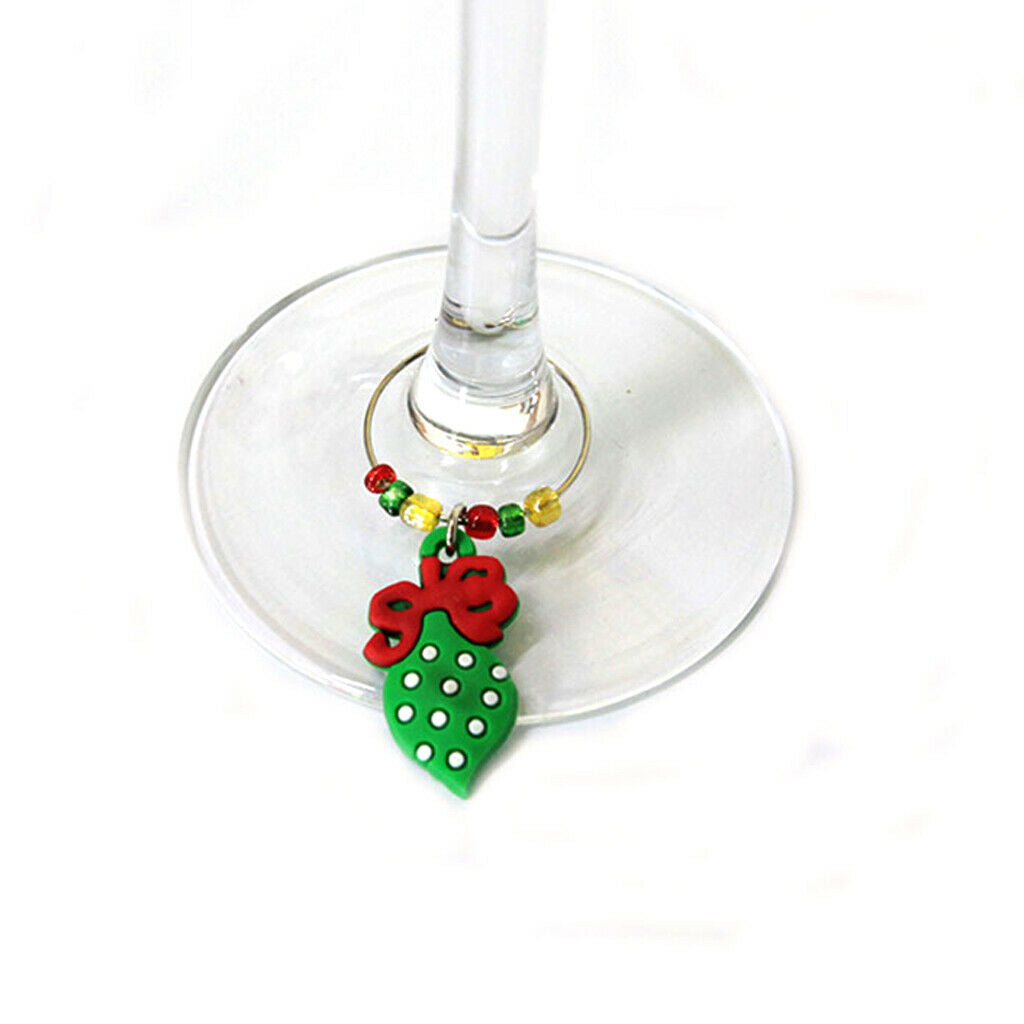 6pcs/Set Christmas Glass Beach Themed Wine Glass Charms,Wine Tasting Party