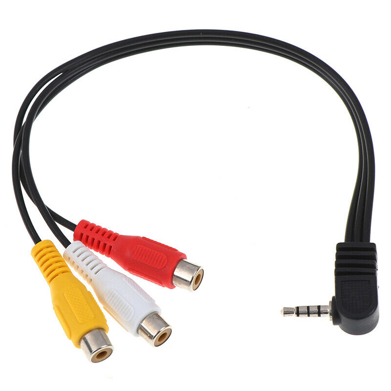 3.5mm AV Angled Plug to 3 RCA Female Jack Audio Video AdapterY&.l8