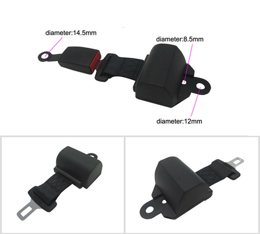 2-Point Retractable Car Seat Belt Lap Extension Safety Strap Buckle Retractor