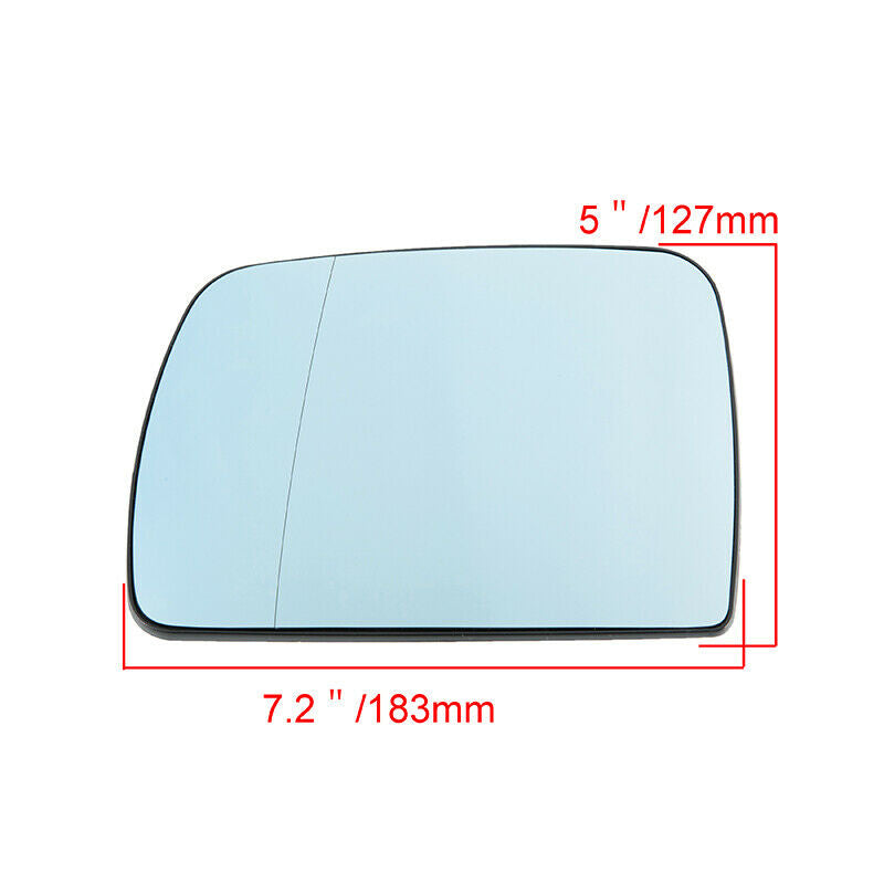 Left Door Side Mirror Glass w/Backing Plate Blue Heating ForÂ BMW X5 E53 2000-06