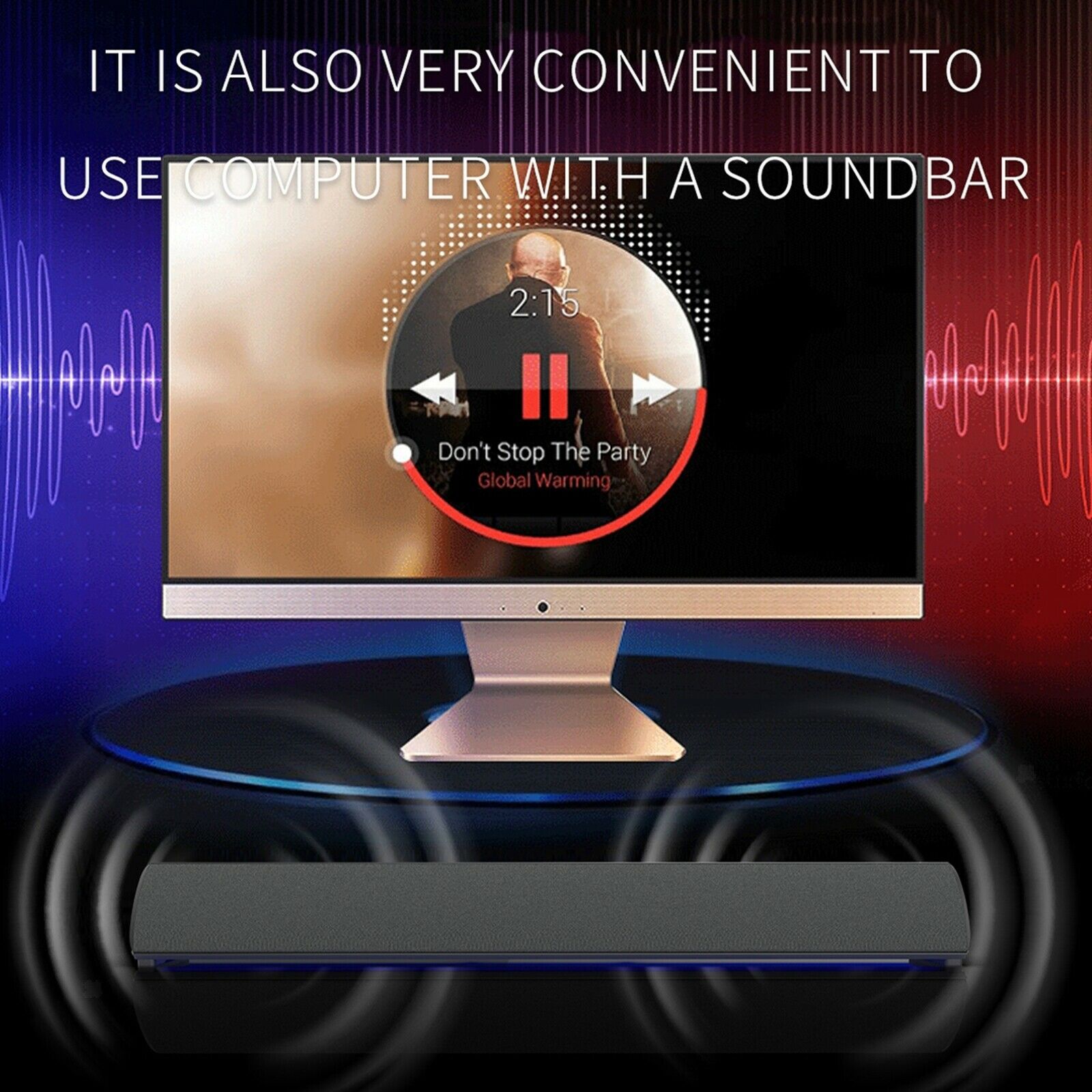 Sound Bar with Built-in Subwoofer Bluetooth 5.0 Speaker Soundbar for TV