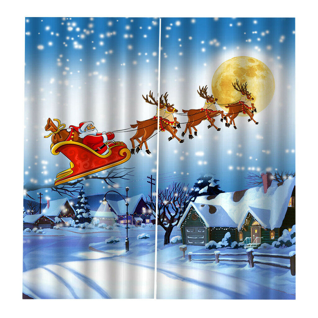 Christmas Shower Curtains, Colorful Xmas Wooden Window, Polyester Fabric Winter