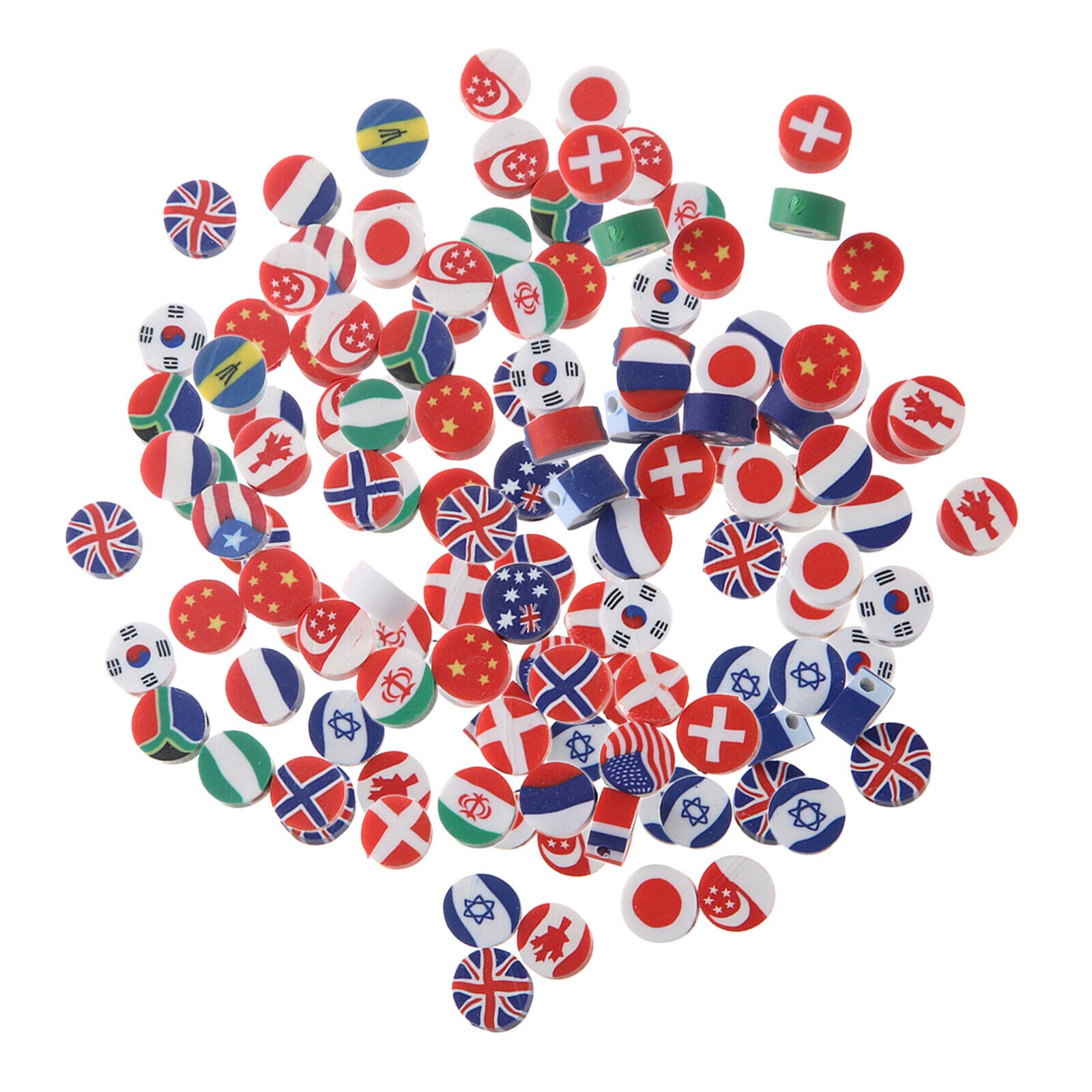 Clay National Flag Beads Flat Round Disc Beads Handmade Jewelry Marking 10mm