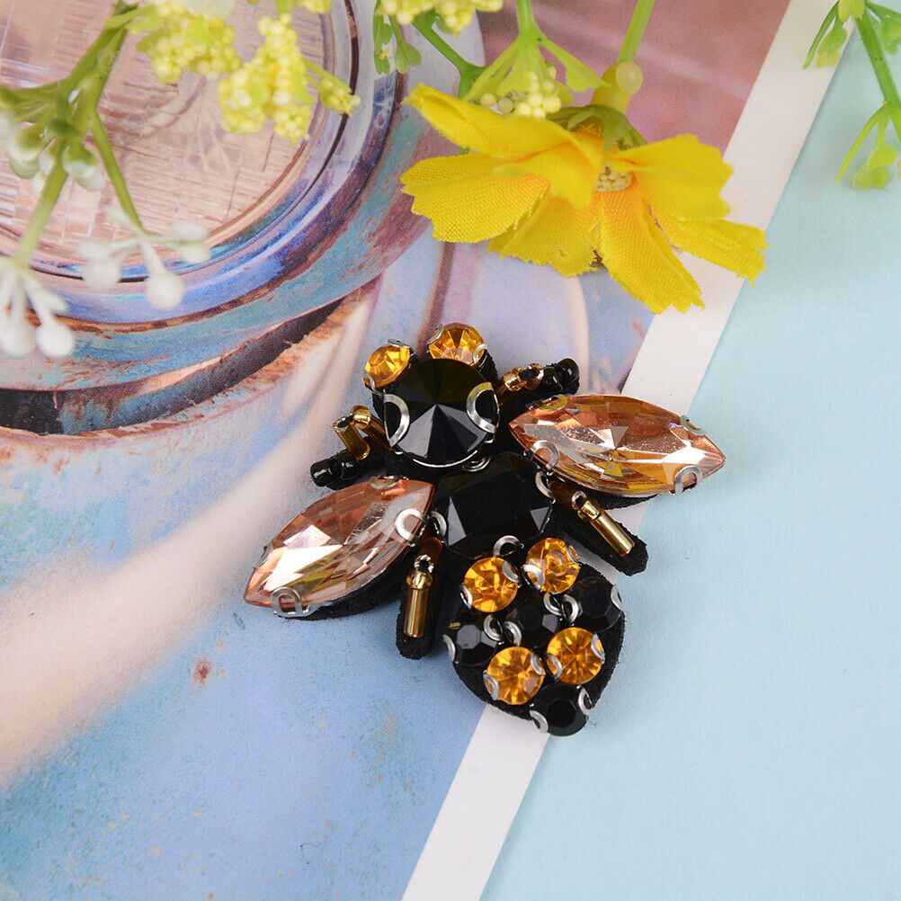 handmade rhinestone beaded sequin patches bees sew on patch for clothes S.l8