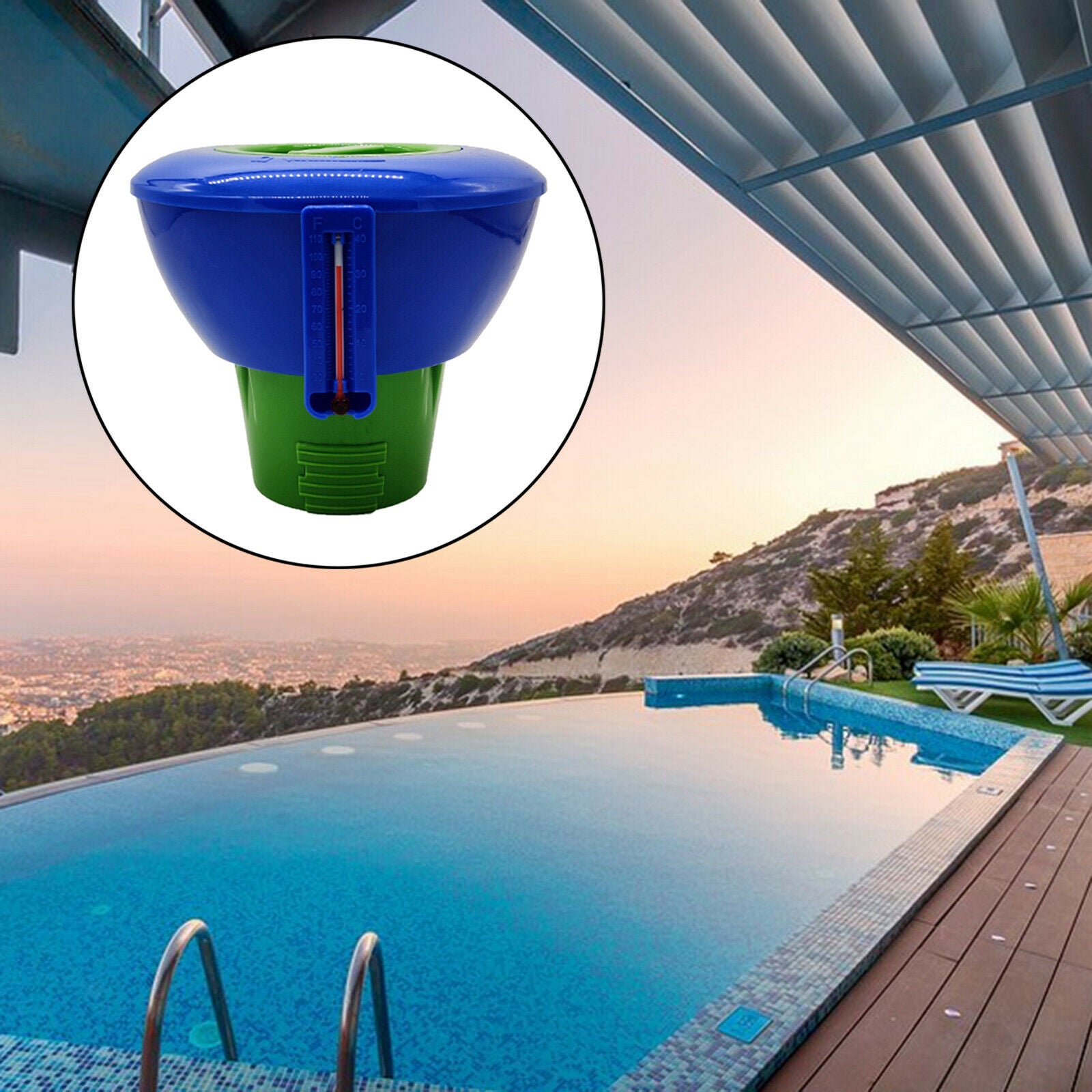 Large Pool Disinfection 7 inch Floating Chlorine Dispenser with Thermometer