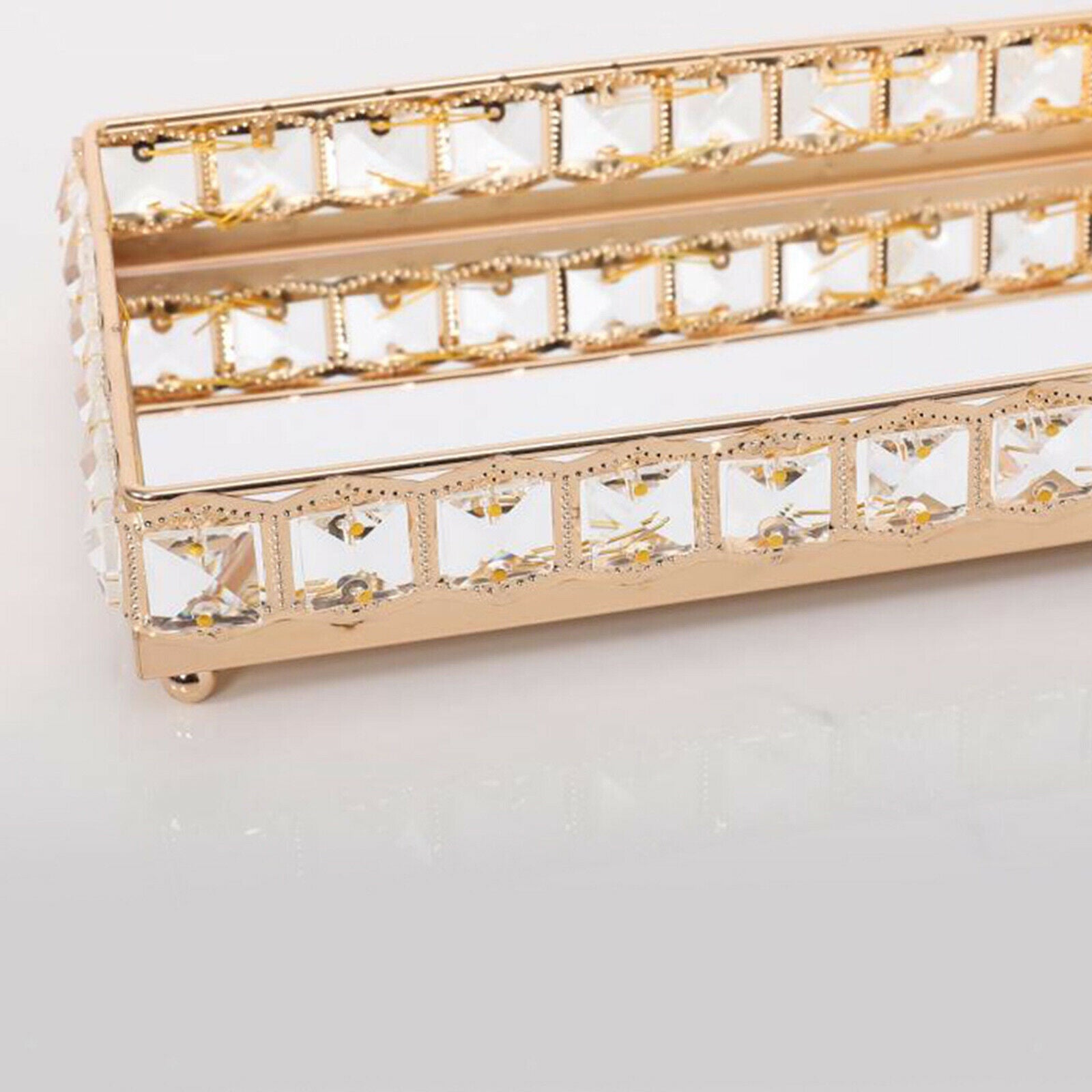 Crystal Makeup Mirror Tray Vanity Perfume Jewelry Serving Tray