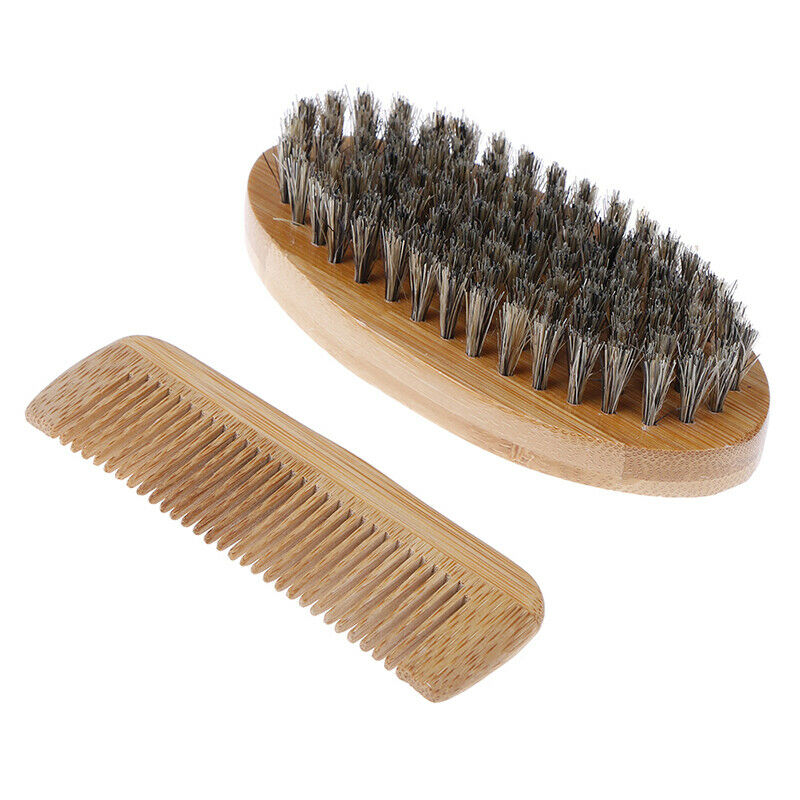 Mustache Care Wood Beard Comb Facial Shaving Boar Bristle Brush Beard Groo.l8