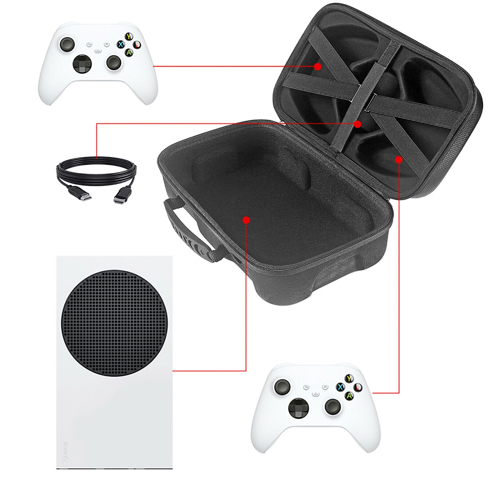 For Xbox Series S Storage Bag Protective Handbag for Controllers & Accessories
