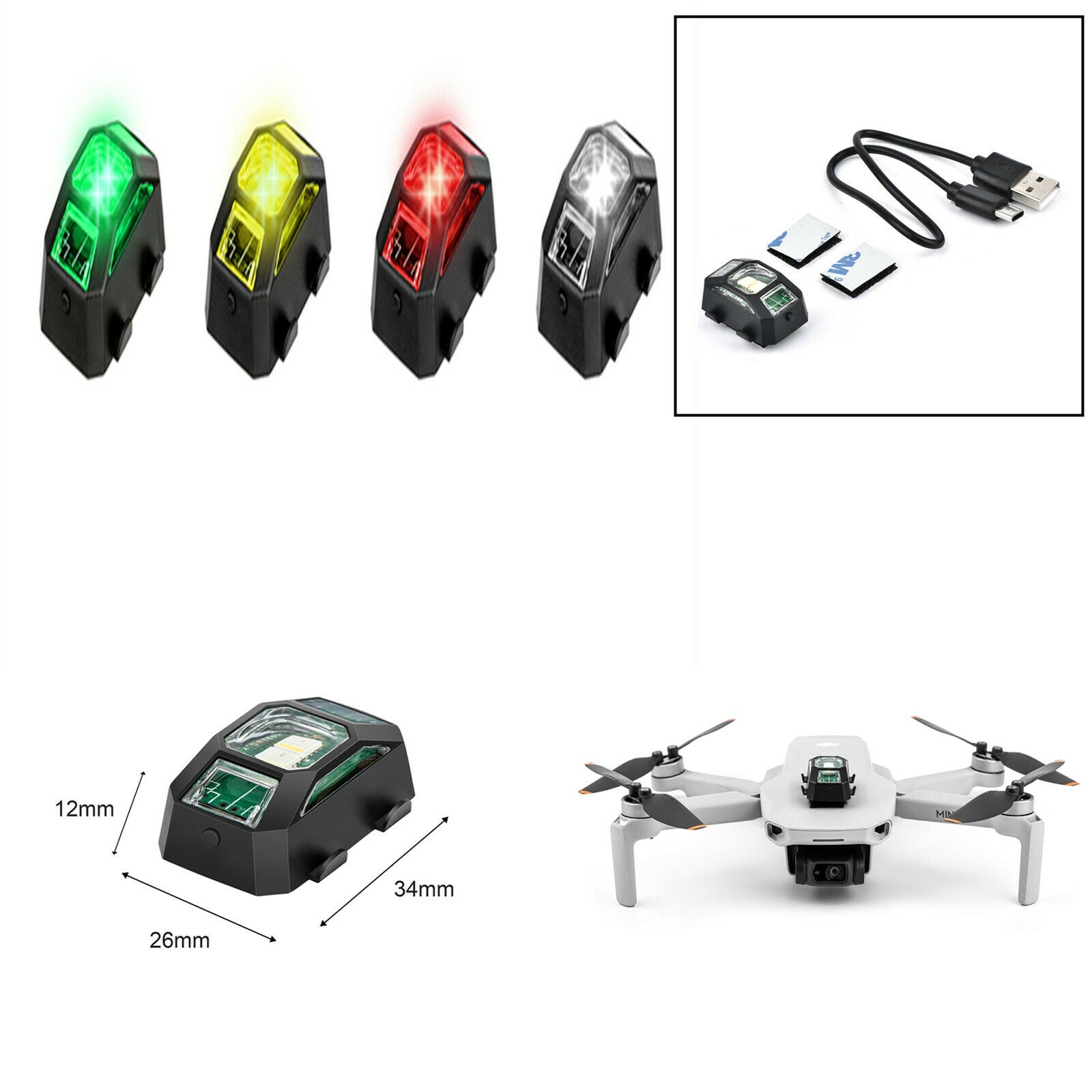 For DJI FPV AIR2 Mini2 Drone Night Flight Light Strobe Warning Flashing Light