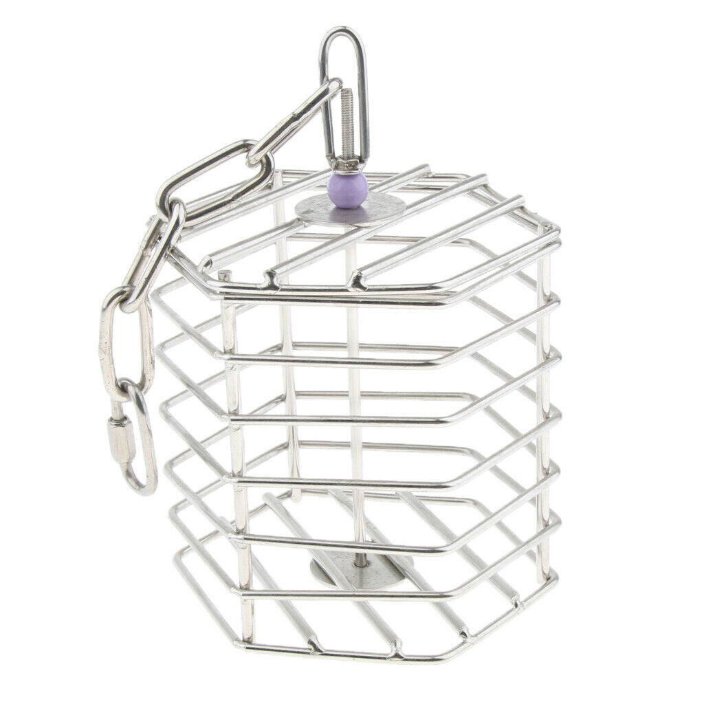 Parrot Stainless Steel Feeding Box Fruits Nuts Basket Pet Bird Foraging Feeder