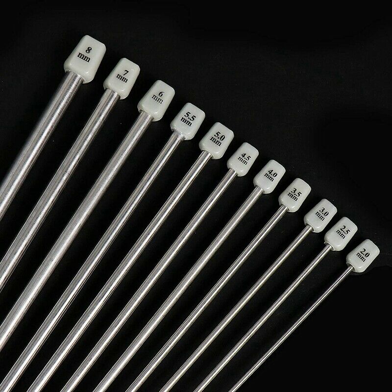 Knitting Needles, Straight Single Pointed Knitting Needles Kit, 22 Pcs MetalK2F5