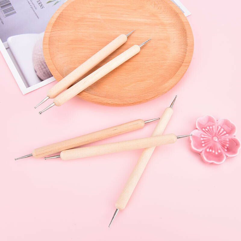 5Pcs Gel Painting Nail Art Dotting Pen Acrylic Handle Rhinestone Crystal Br Rf