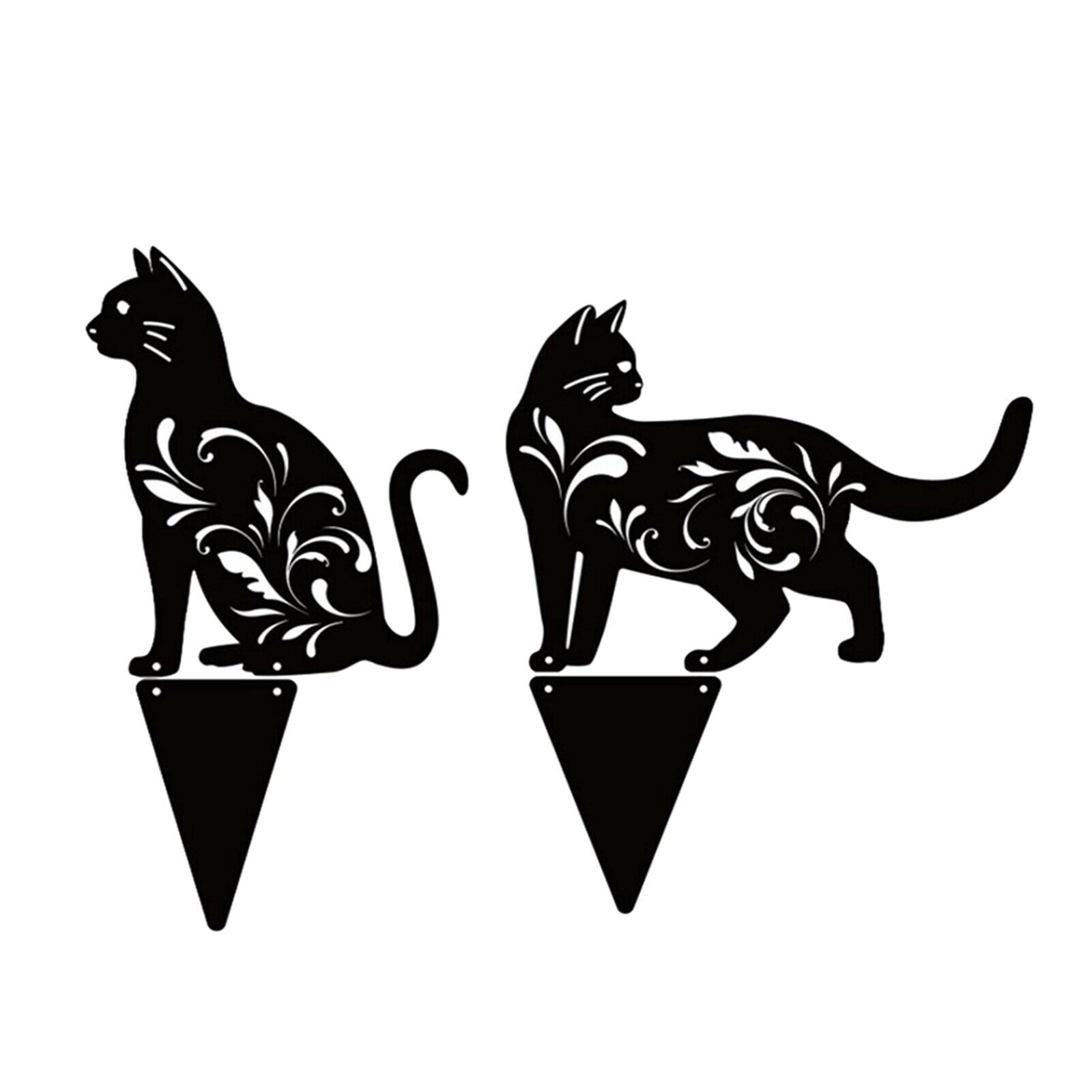 Metal Cat Statues Silhouette Decorative for Patio Lawn Yard Outside Signs
