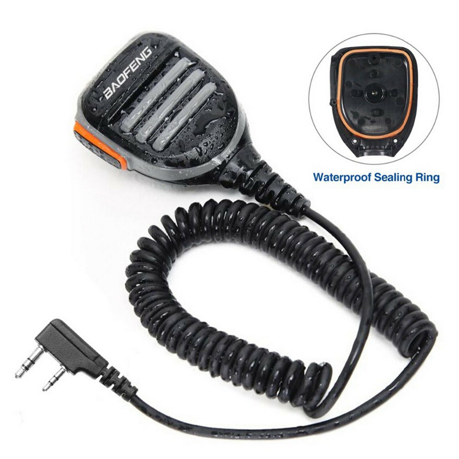 Dual PTT Remote Radio Speaker Mic Rainproof for BaoFeng Two Way Radio Black