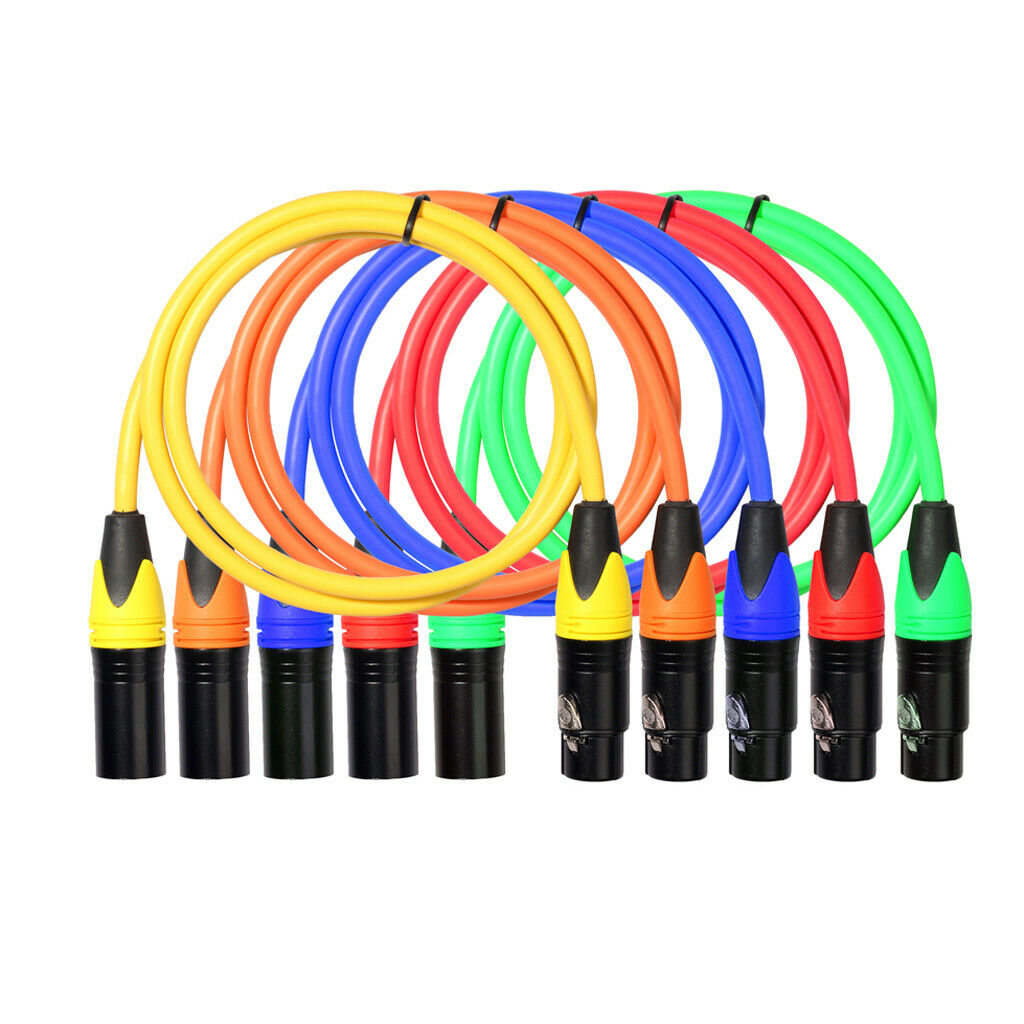5pcs Microphone Cables 3-pin XLR Female To XLR Male Plug 1m