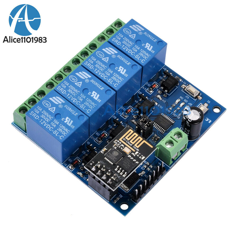 ESP8266 ESP-01 DC 12V 4 Channel WiFi Relay Module For IOT Phone APP Controller