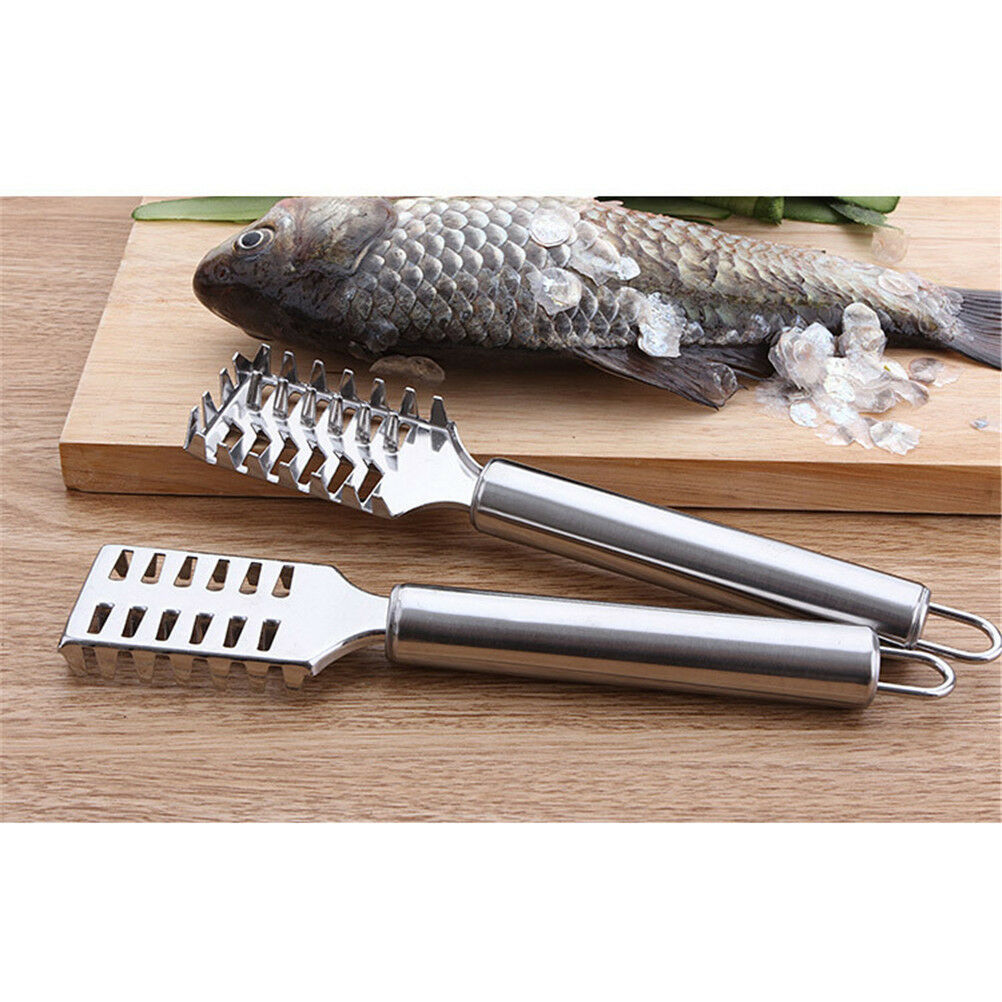 Stainless Steel Fish Scale Remover Cleaner Scaler Scraper Peeler Kitchen DD