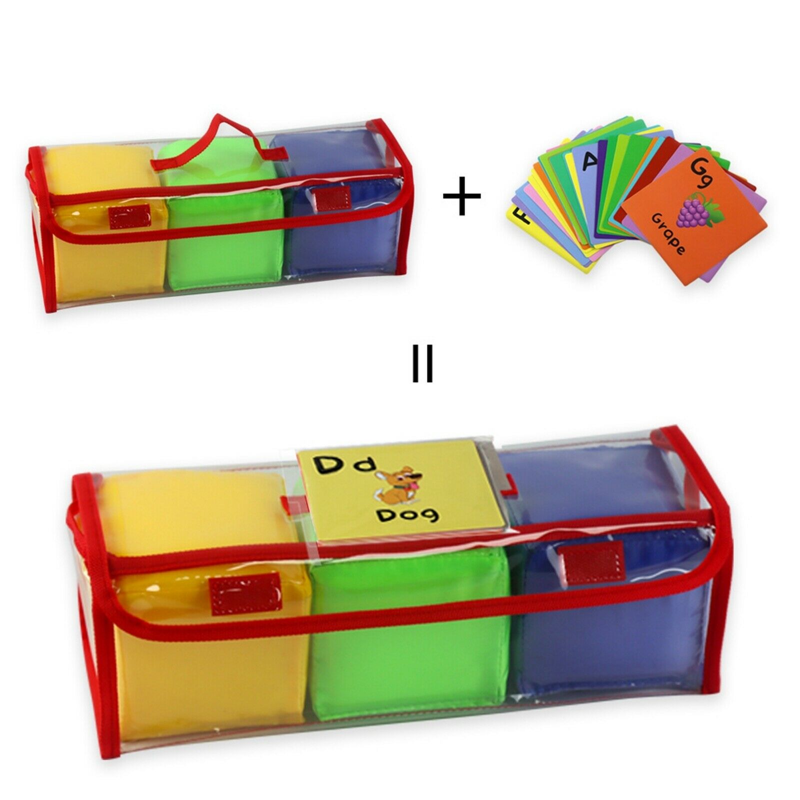 3pcs 4" Playing Game Dices Set, Soft Educational Toys, with Clear Pockets,