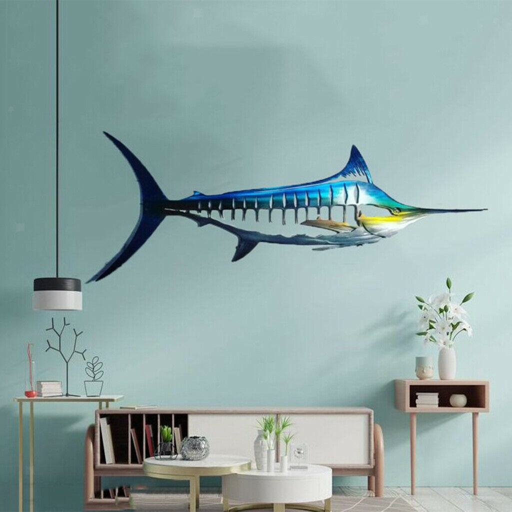 2pcs Exquisite Metal Shark Wall Decor Outdoor Indoor Sculpture Bedroom Patio