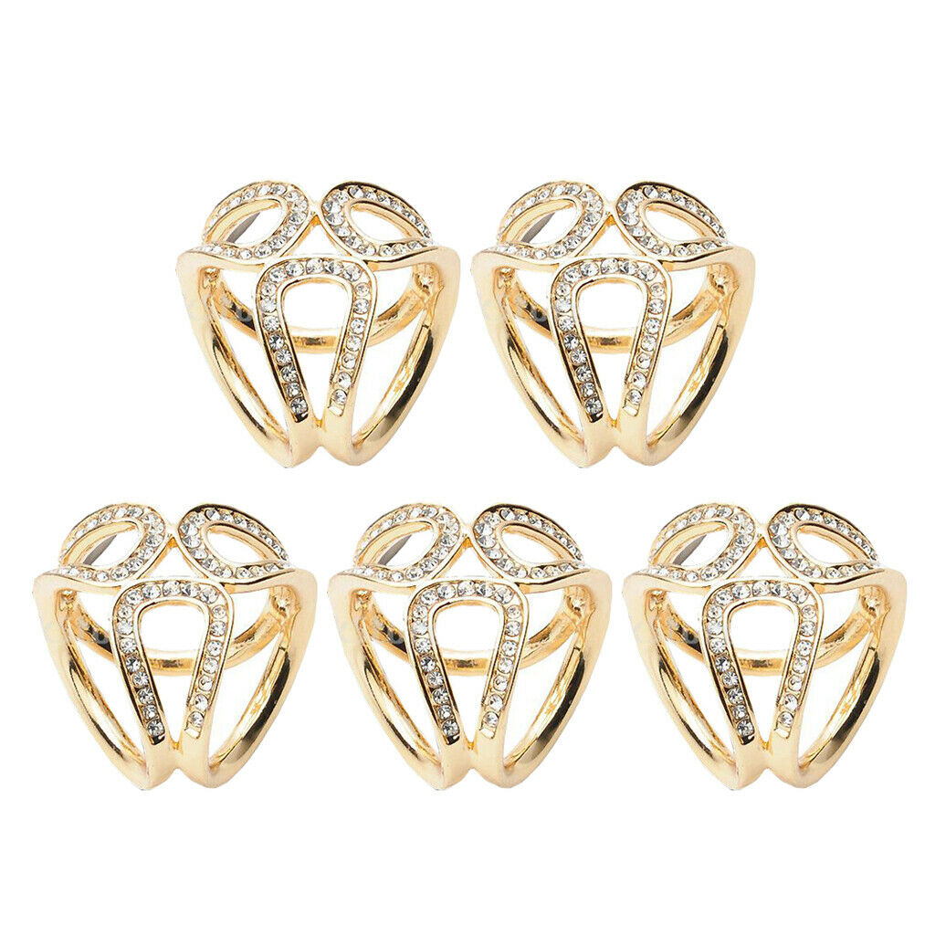 5 Pcs Womens Elegant Hollow 3-Ring Scarf Buckle Brooch Scarf Ring Jewelry