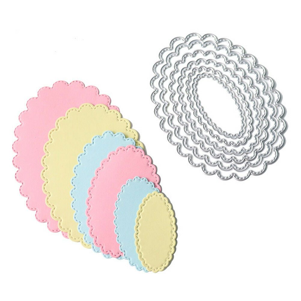 6pcs oval metal cutting dies stencil scrapbook album paper embossing craf.l8