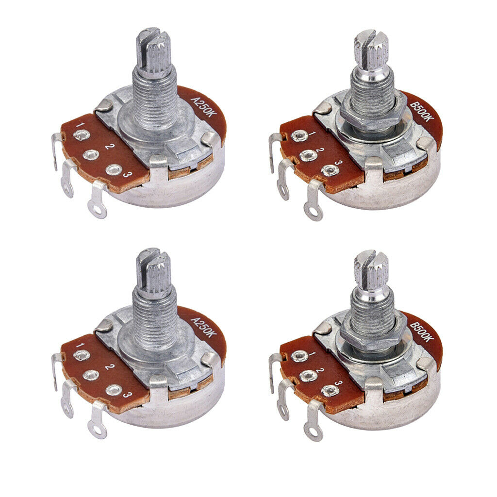 4pcs Copper Alpha A250K B500K Audio Potentiometer Pots for Electric Guitar