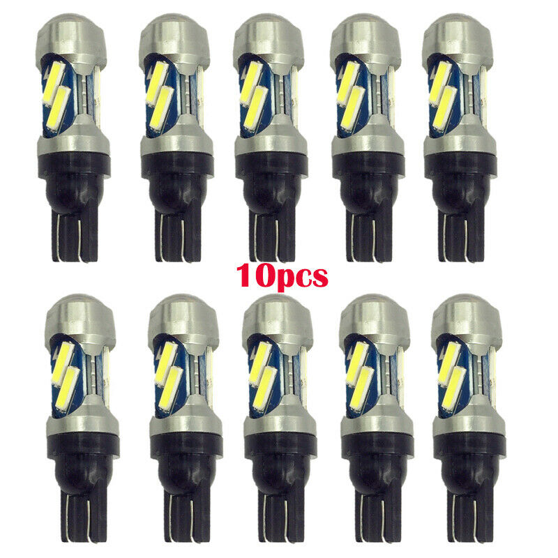 10x DC12V Aluminum White LED Canbus Error Free Silica Light Bulb Xenon T10 7000K