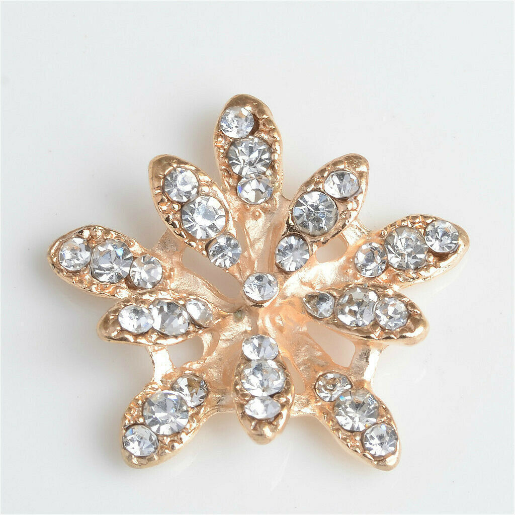 10pcs Metal Crystal Flower Buttons Jewelry Making Findings Accessories 25mm