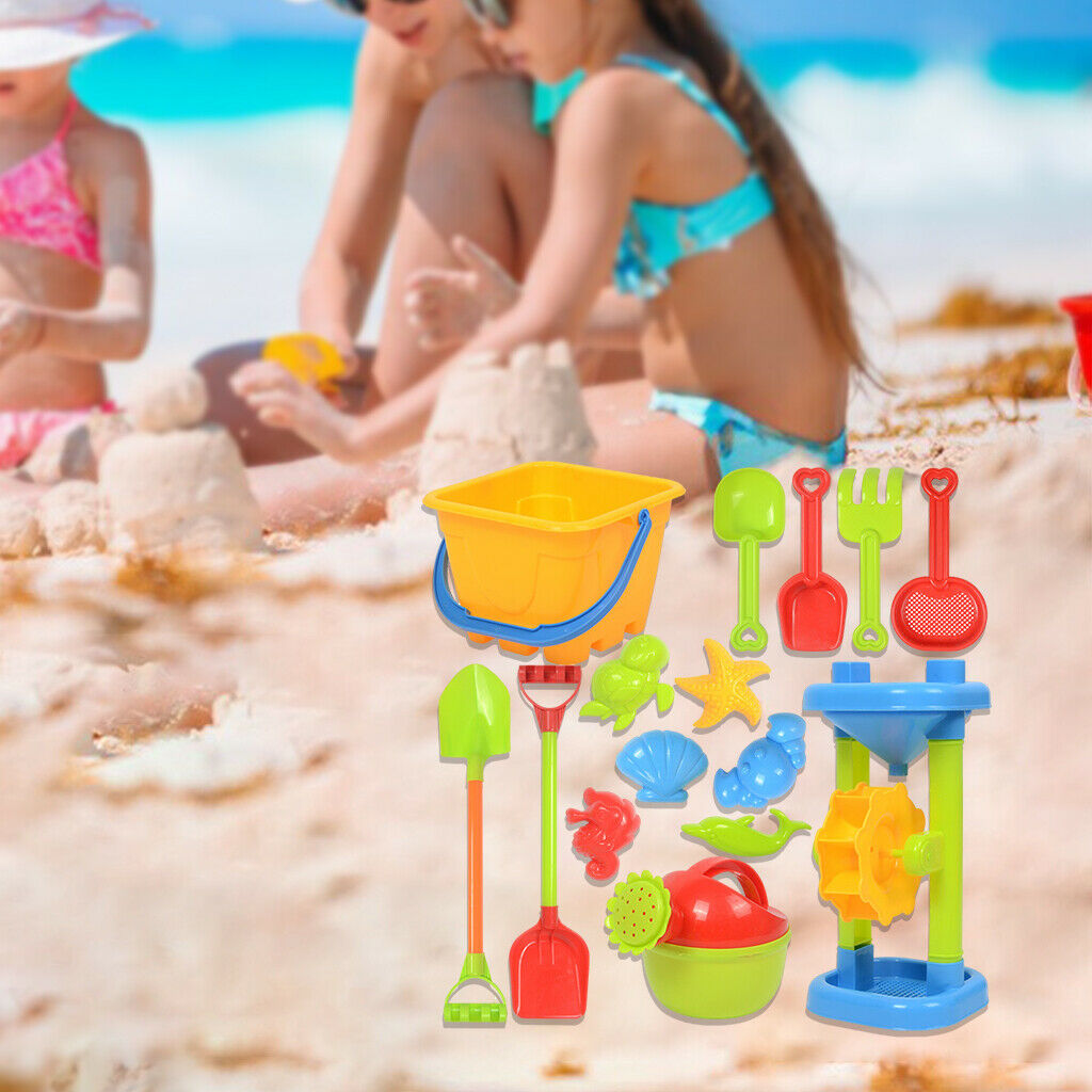 Summer Sand Beach Game Toys Outside Sandpit Tool Water Game 15pcs Sand Clock