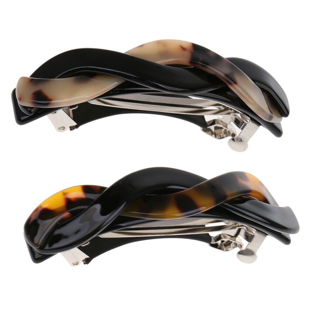 2Pcs Cellulose Acetate Hair Barrette Twist Spring Clamp Women Lady Hairwear