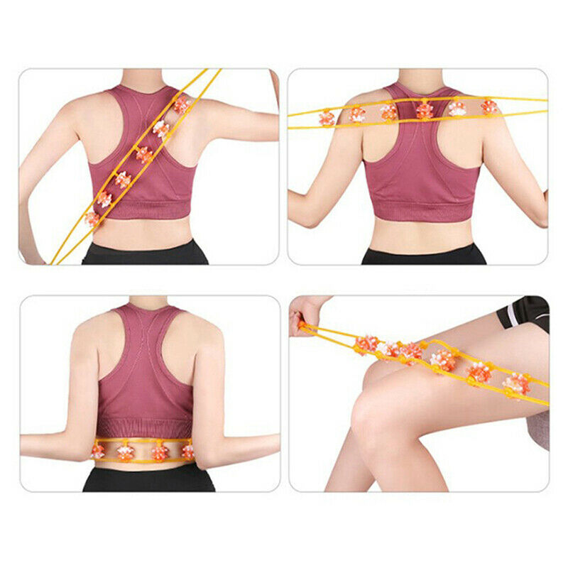 6Balls Massager Back Puller Strip Handheld Roller Massage Shoulder Neck Wais Rf