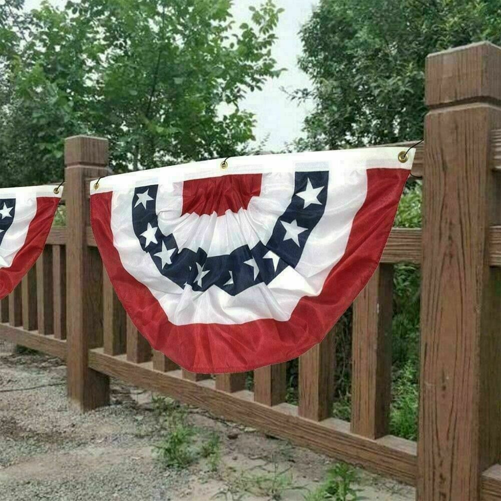 Semicircle American Flag Pleated Fan Flags USA Bunting Patriotic 45*90cm