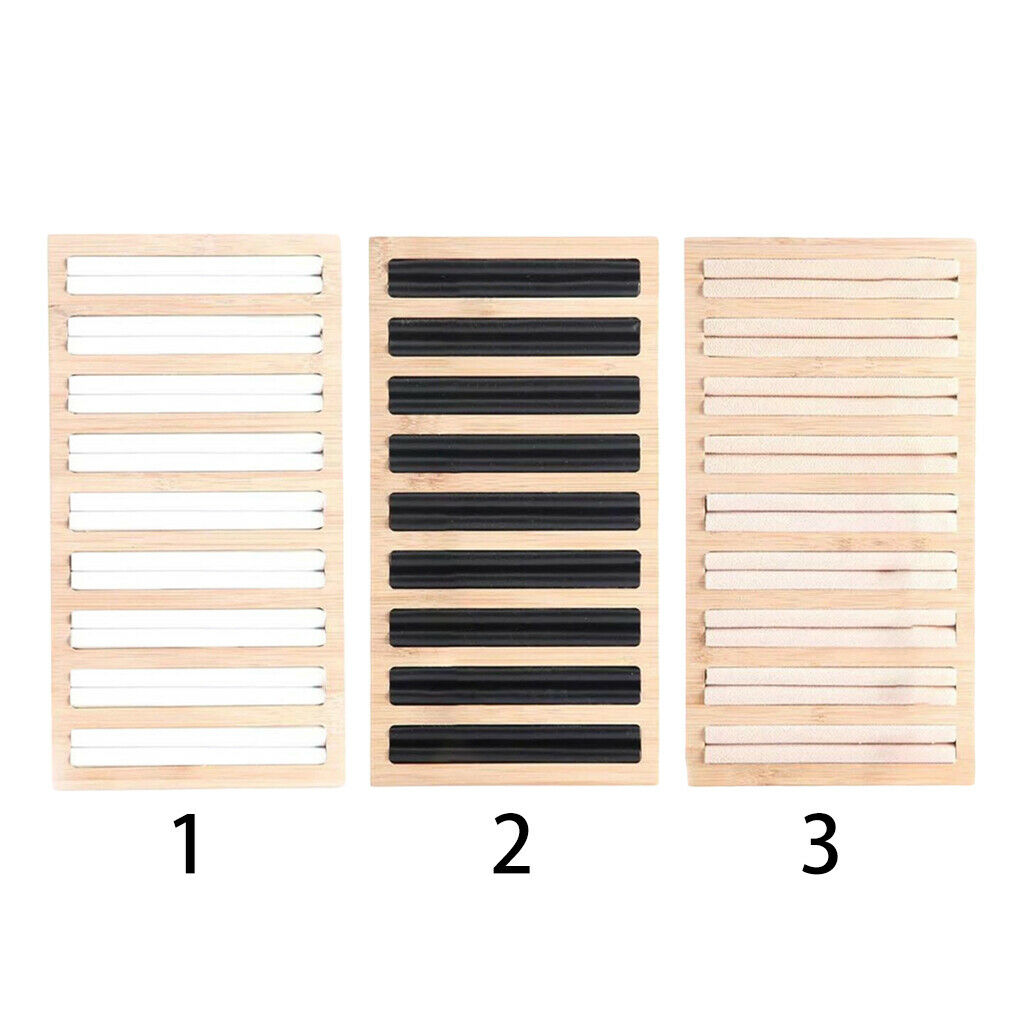 3pcs Bamboo Wooden Jewelry Display Plate Ring Earring Storage Stand for Shop