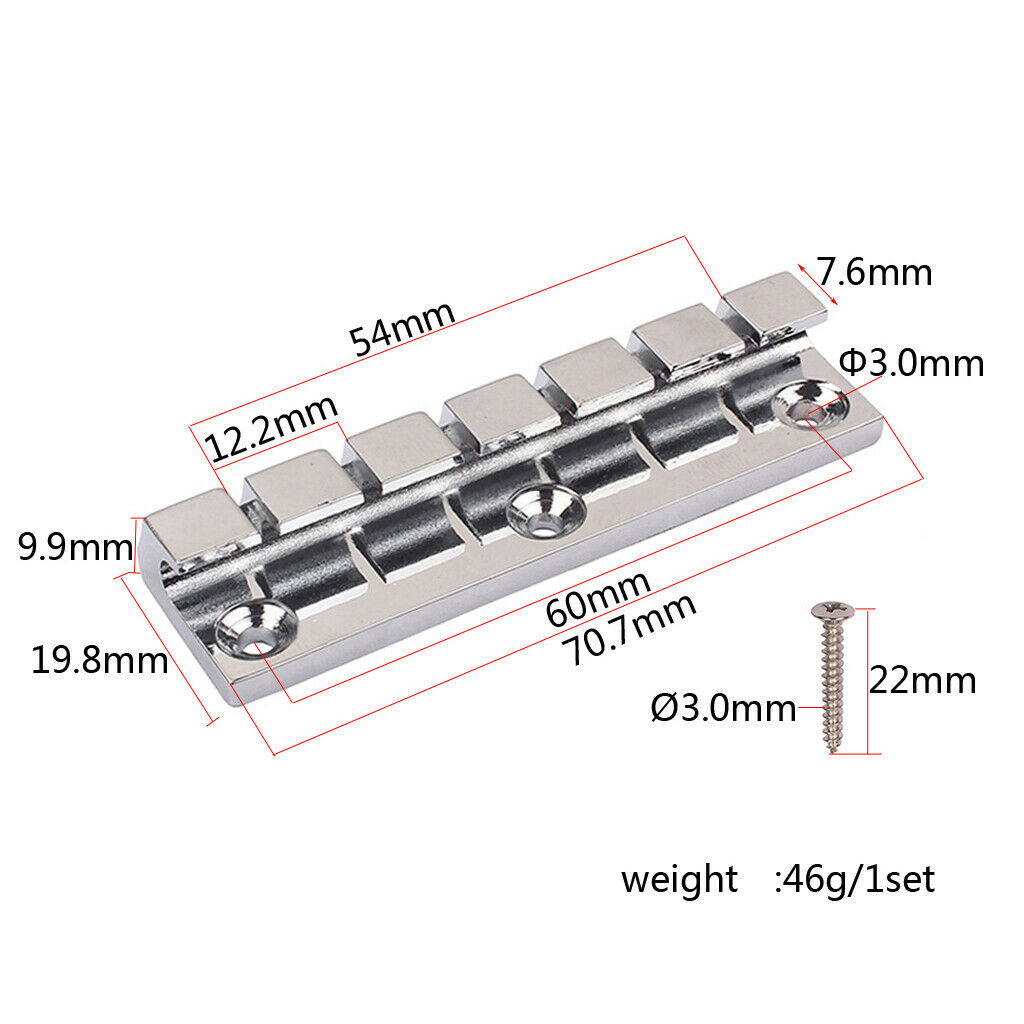 Chrome Finish 6-string Stop Bar Tailpiece with