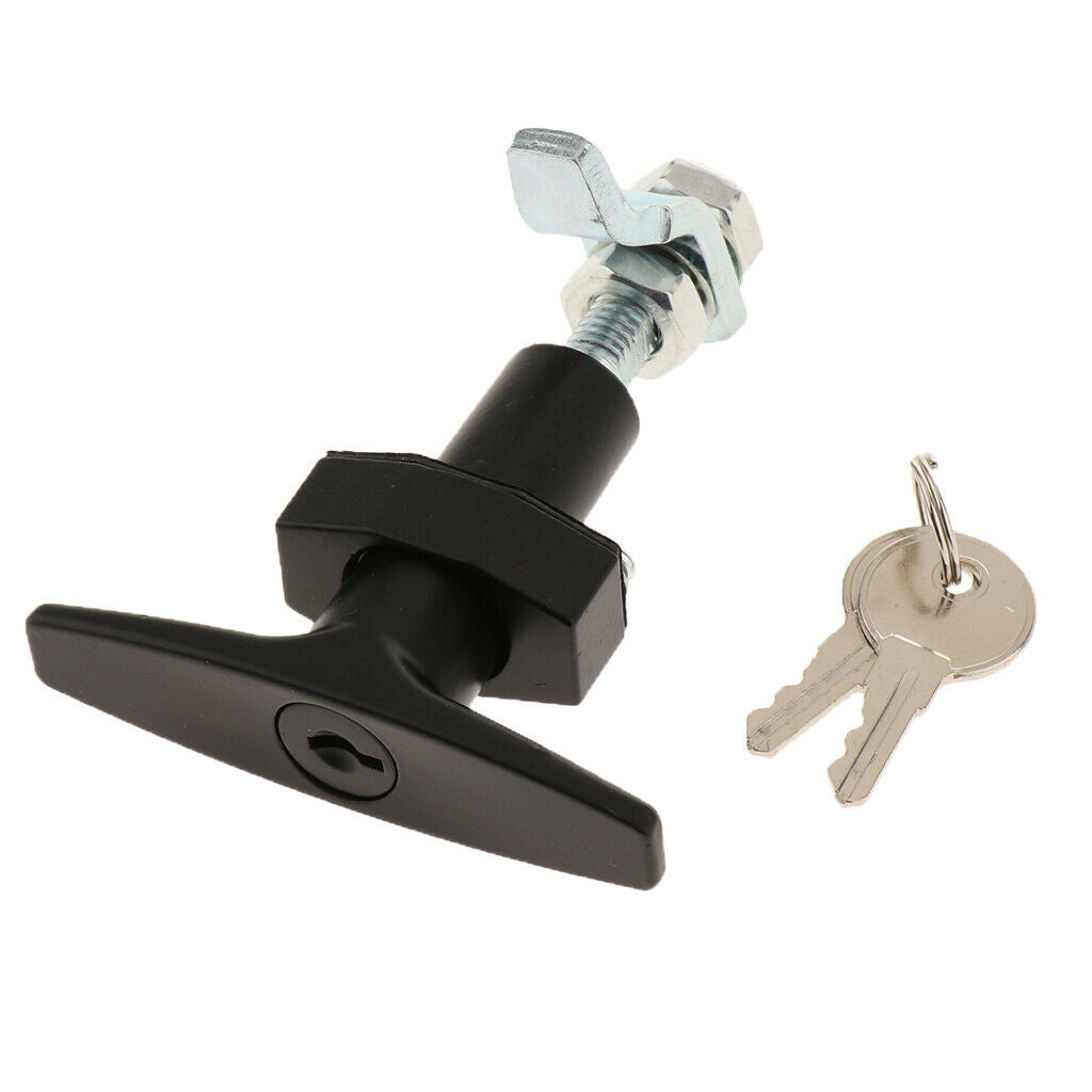 Black Safe Garage Door T Handle Lock With 2 Keys For Toolbox Cabinet Truck