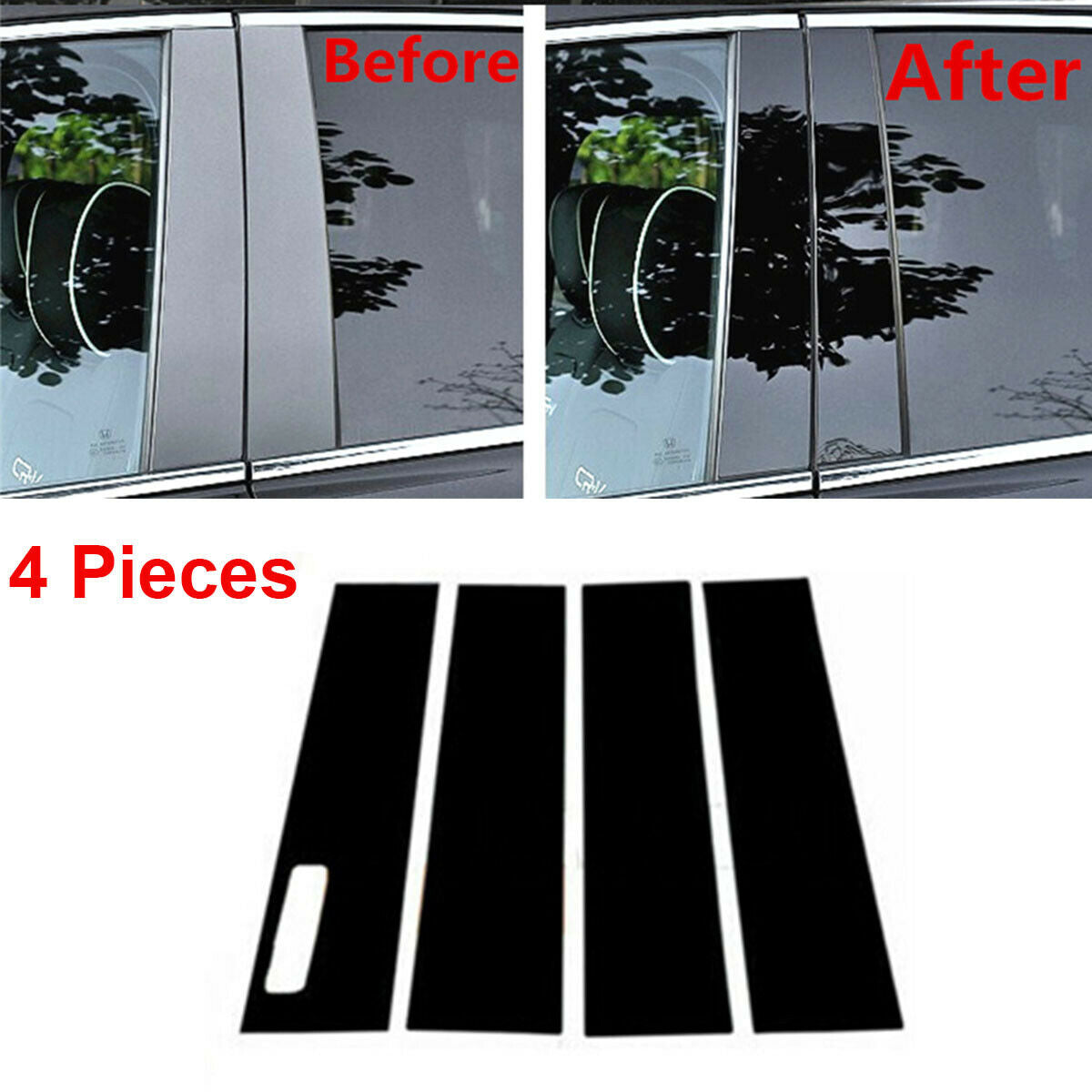 1 Set Anti-fade PC Car Door Window Trim Strip For 2015-2021 FORD F150 Keyless