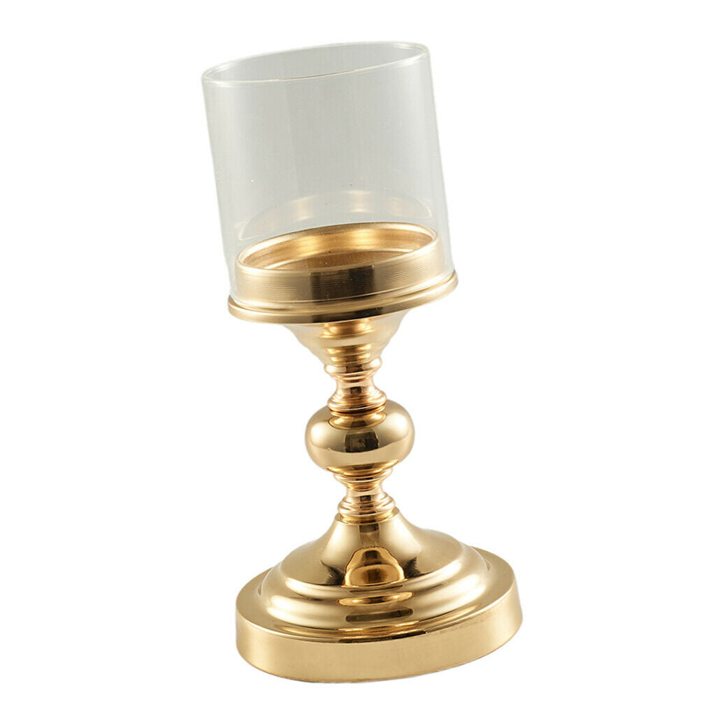 LED Light Candle Holder Table Centerpiece Crystal Candlestick Golden S