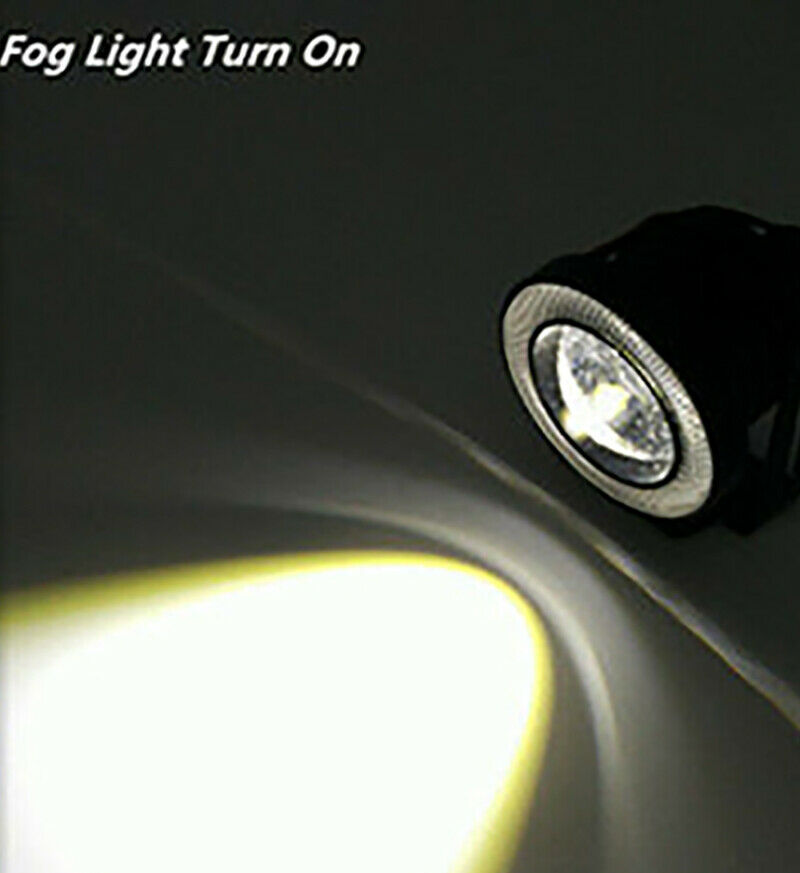 2x High Power Car 3.0" Projector LED Fog Light w/ Blue COB Halo Angel Eye Rings