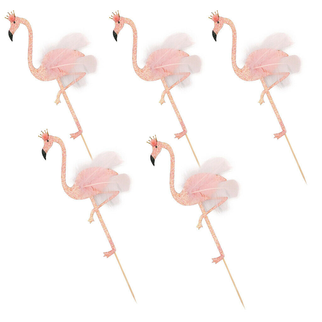5x Glitter Flamingo Kitchen Lid, Cake Decoration, Cake Topper, Cake Plug