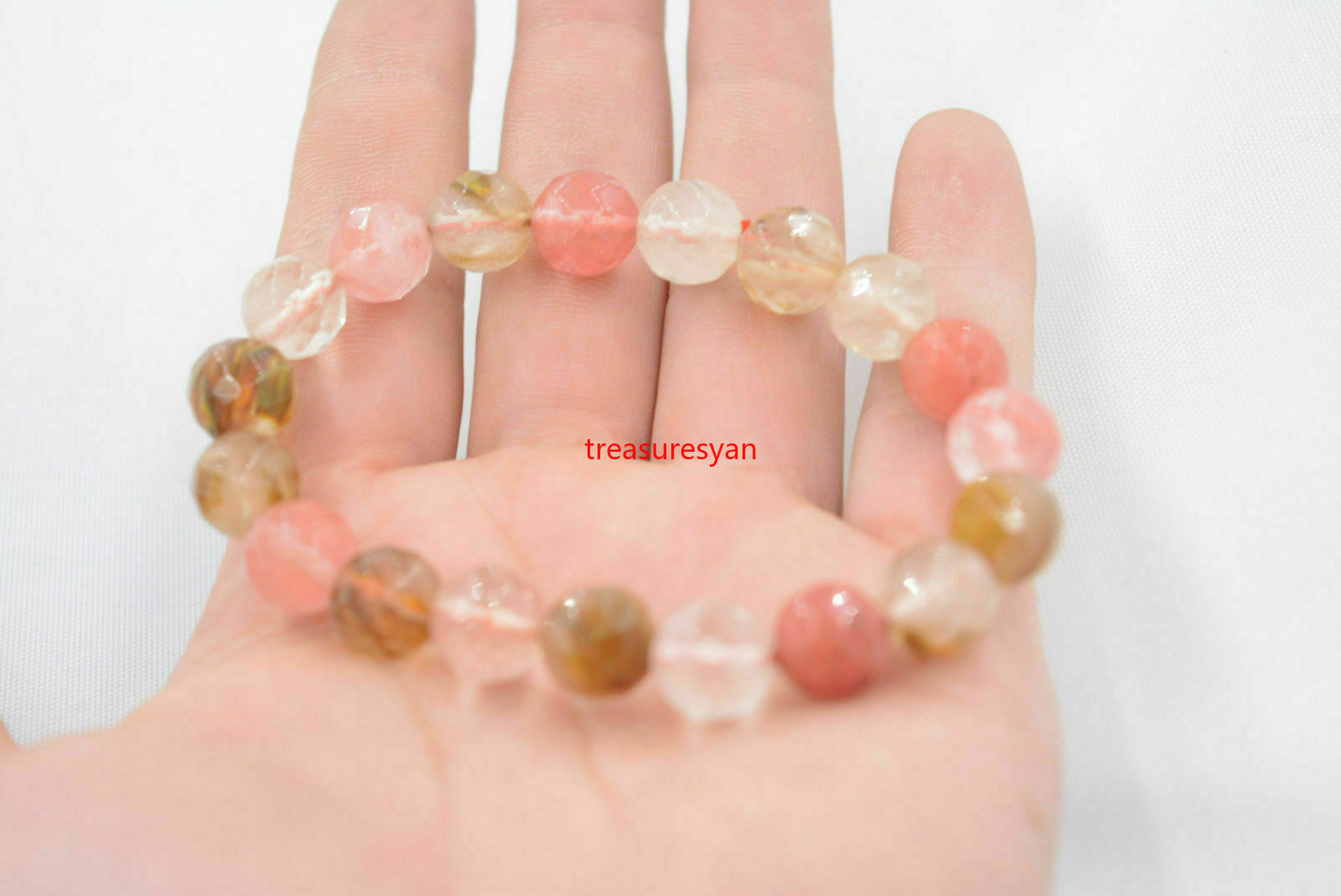 New HOT 10mm Watermelon Tourmaline Faceted Round Beads Bracelet AAA++006