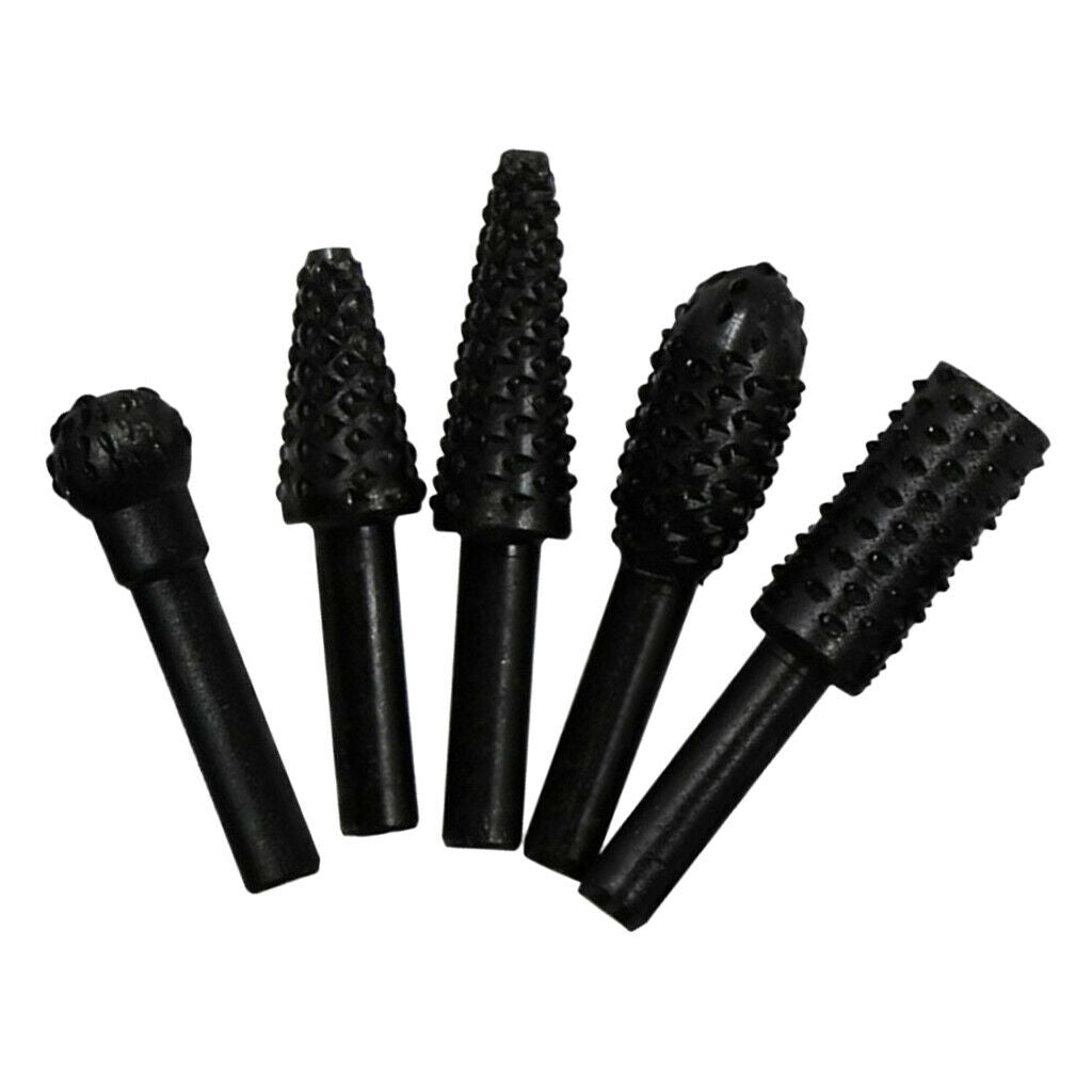 Set of 5 Drill Rotary Burr Set Rasp Drill Rasp Drill Bit For Carving 1/4"