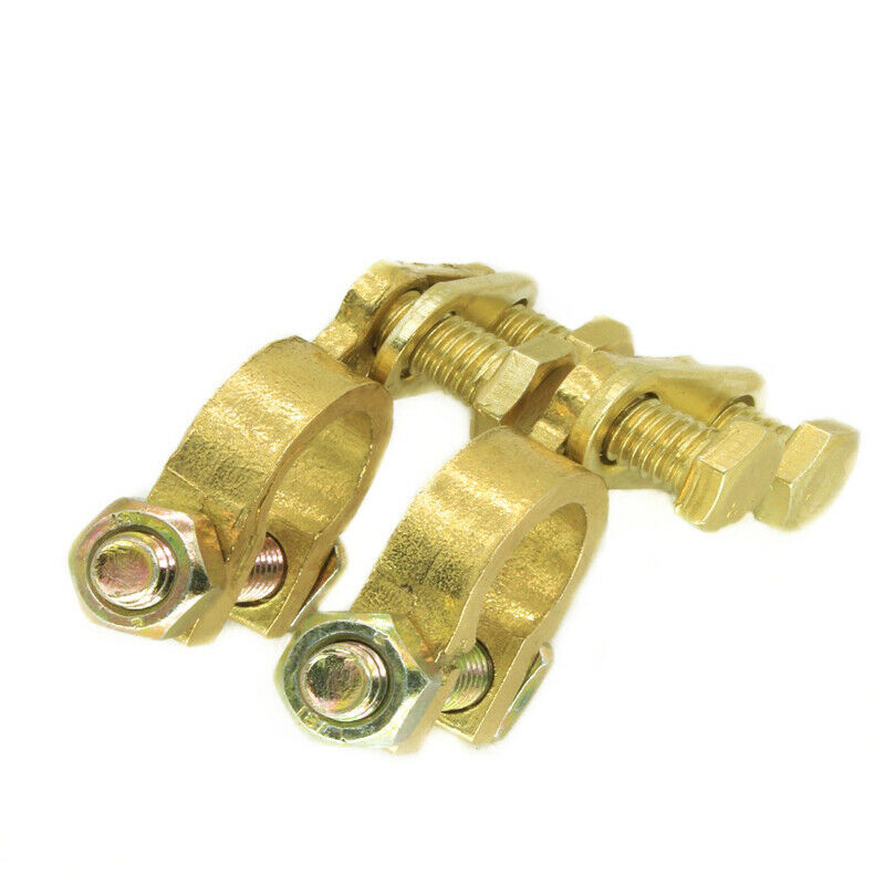 Pair M8 Pure Brass Battery Top Post Cable Terminal Wire Clamp Isolators Car Boat
